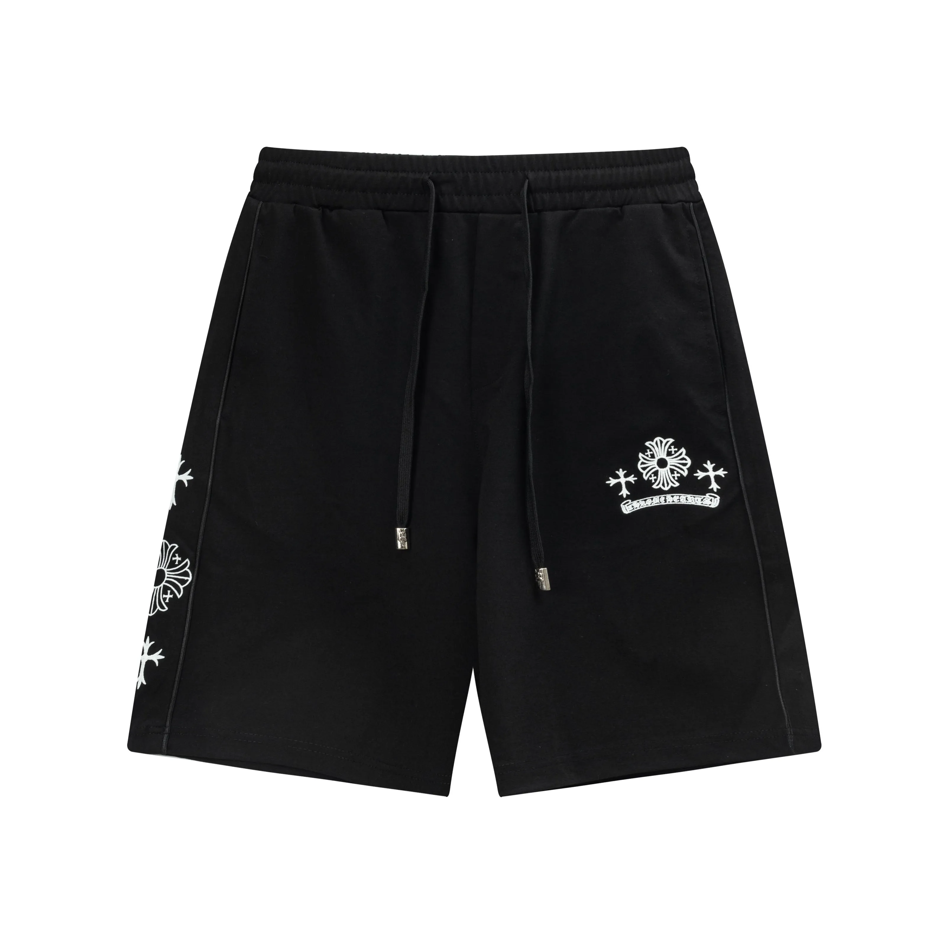 🅿️190 2025 Croxin new knitted shorts, customized fabric, knitted with knitted logo printed on it. The version is tight and three-dimensional, with straight stripe splicing. The customized trouser cord hardware has strong texture and smoothness. The upper body is comfortable and breathable. It has a concave and convex three-dimensional feel. It is fashionable and casual. Color: Black - White Size: M-4XL